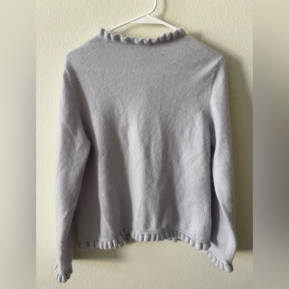 Pure collection soft lilac purple cashmere ruffle comfy cardigan sweater - Picture 5 of 5